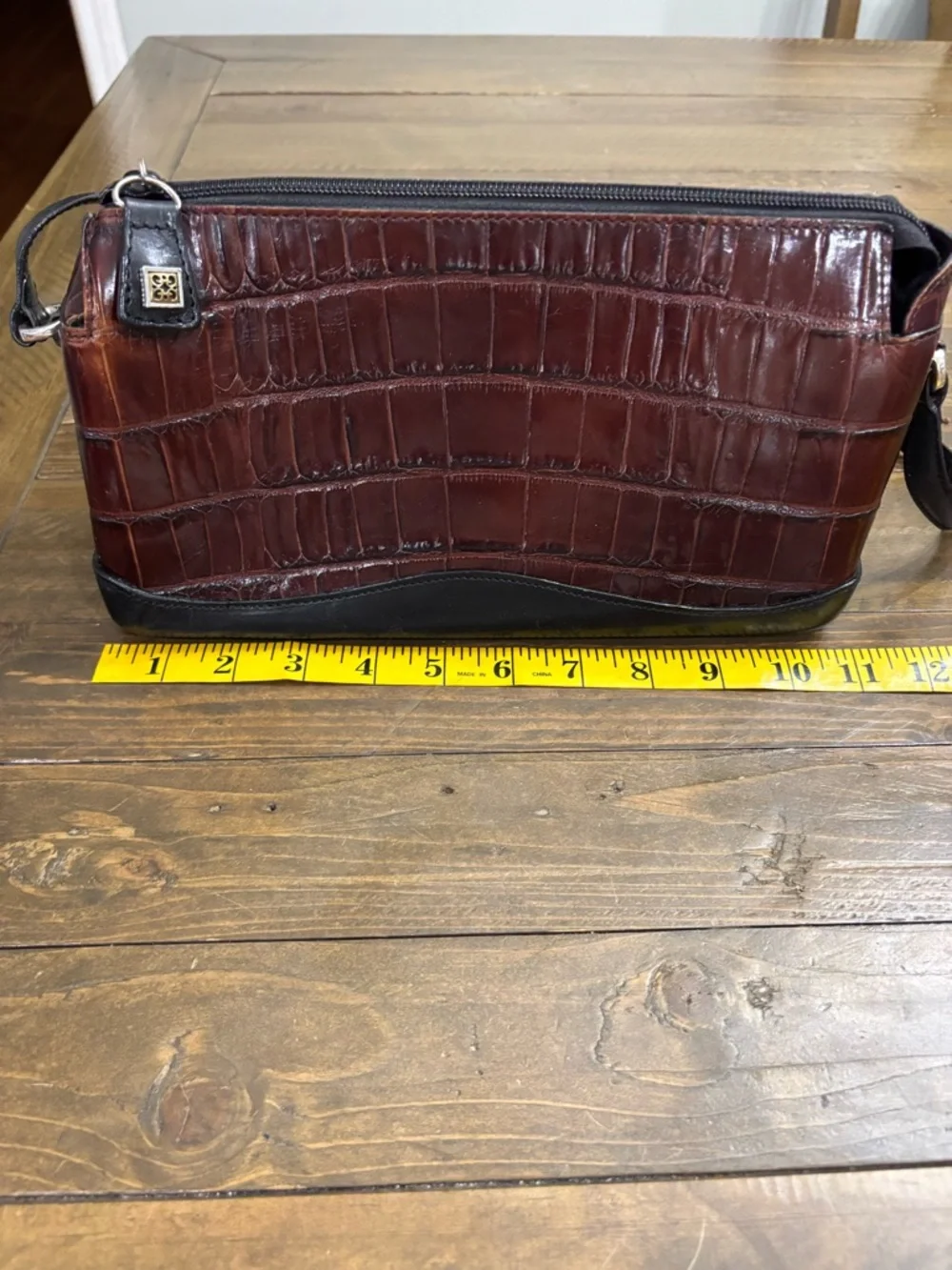 Brighton Vintage Brown Croc-Embossed Shoulder Bag